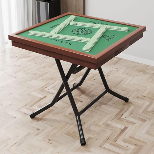 Gvqng Mahjong-Tisch, 4 Spieler Klappbarer Mahjong-Tisch, Tragbares Brettspiel Domino-Tisch Mit Getränkehaltern, Mahjong-Tisch aus Holz, Klappbarer Kartentisch mit Schublade,90 * 90cm von Gvqng