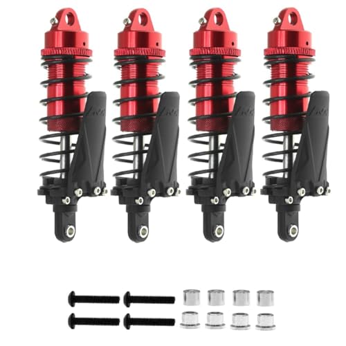 Gvvsjgdbis 4PC Metall RC Huckepack Stoßdämpfer Loch zu Loch 90mm für 1/10 RC Crawler Auto -4 TRX4 Axial SCX10II D90 CC01 Ersatzteile, Rot von Gvvsjgdbis