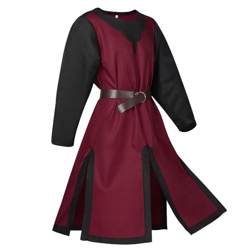 Gwnauz Halloween Kostüm Damen Mittelalter Kleid Damen Kreuzritter Kostüm Unisex Tempelritter Cosplay Outfits Renaissance Wikinger Tunika Halloween Karneval Faschingskostüme-Ritter der dunklen Epoche von Gwnauz