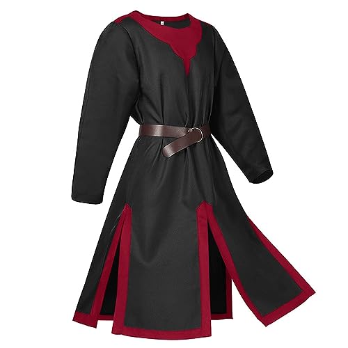 Gwnauz Halloween Kostüm Damen Mittelalter Kleid Damen Kreuzritter Kostüm Unisex Tempelritter Cosplay Outfits Renaissance Wikinger Tunika Halloween Karneval Faschingskostüme-Ritter der dunklen Epoche von Gwnauz