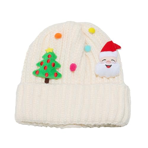 Gwnauz Weihnachtsmütze Mütze Damen Beanie Mütze mit Weihnachtsmann Rentier Elch Muster Weihnachtsdeko Lustig Winter Warm Strickmützen Cuffed Weich Bequemes Mütze Weihnachten Wintermütze Strickmütze von Gwnauz