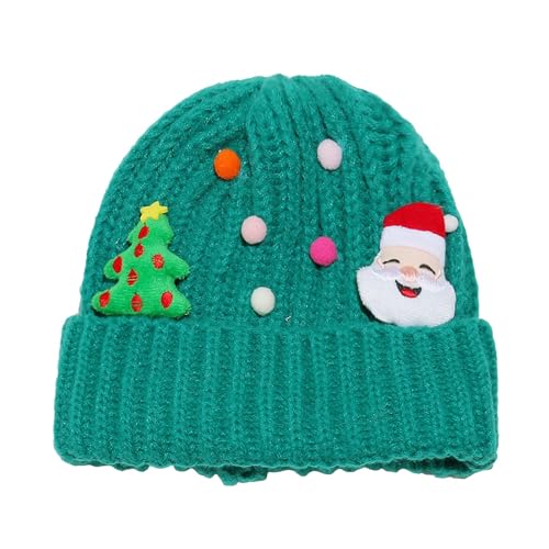 Gwnauz Weihnachtsmütze Mütze Damen Beanie Mütze mit Weihnachtsmann Rentier Elch Muster Weihnachtsdeko Lustig Winter Warm Strickmützen Cuffed Weich Bequemes Mütze Weihnachten Wintermütze Strickmütze von Gwnauz