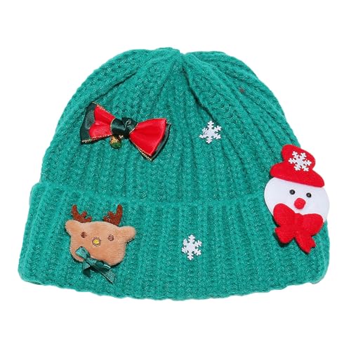 Gwnauz Weihnachtsmütze Mütze Damen Beanie Mütze mit Weihnachtsmann Rentier Elch Muster Weihnachtsdeko Lustig Winter Warm Strickmützen Cuffed Weich Bequemes Mütze Weihnachten Wintermütze Strickmütze von Gwnauz