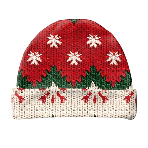 Gwnauz Weihnachtsmütze Mütze Damen Weihnachtsbaum und Weihanchtsmann Muster Weihnachtsdeko Beanie Mütze Lustig Winter Warme Weich Strickmützen Cuffed Wintermütze Mütze Lustig Weihnachten Strickmütze von Gwnauz