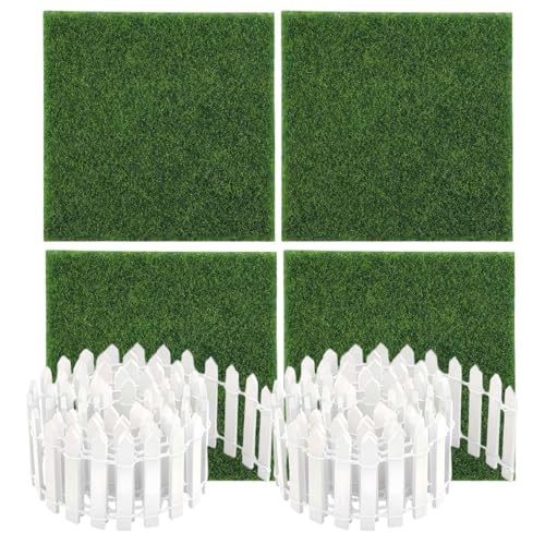 Gwtdtoad Garten - 90 cm Spiel| Dekorative Holzzäune Mit 4 Kunstrasenstücken Für Kinder Indoor Outdoor Gwtdtoad Garten - 90 cm Spiel| Dekorative Holzzäune Mit 4 Kunstrasenstücken Für Kinder Indoor Outdoor von Gwtdtoad