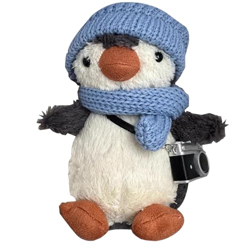 Gwtdtoad Pinguin Plüschtier Niedliche Pinguin Kuscheltier Mit Mütze Und Schal, Weiches Pinguin Stofftier Puppenspielzeug Für Kinder, Junge, Mädchen Und Freundinnen 16 cm von Gwtdtoad