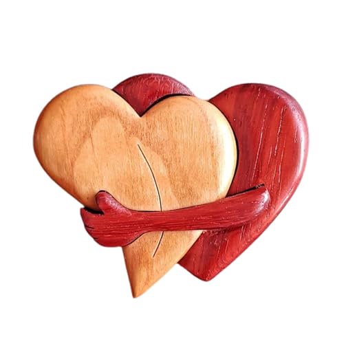 Herz Holz Kunst Puzzle Herz Puzzle Skulpturen Holz Herz Umarmung Desktop Ornamente Puzzle Dekor Für Paare Und Freunde, Weihnachten, Valentinstag, Neujahr 7 cm von Gwtdtoad