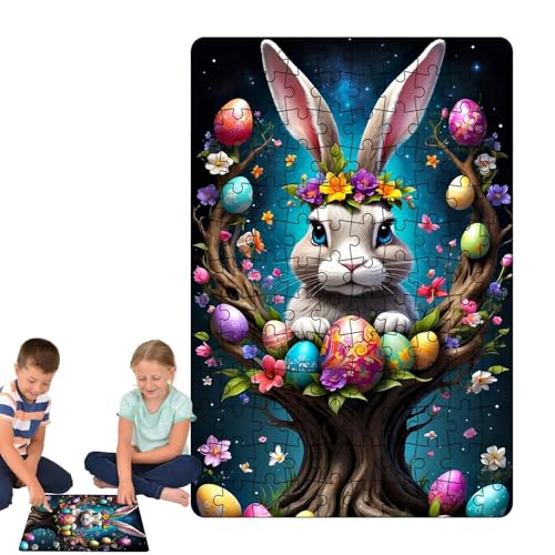 Ostern Hasen Ei Puzzle 130 Teiles Dekoratives Osterhasen Ei Kunst Puzzle Buntes Ostern Bastel Puzzle Für Familien-Puzzlespielabend 30 X 21 cm von Gwtdtoad