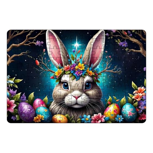 Ostern Hasen Ei Puzzle 130 Teiles Dekoratives Osterhasen Ei Kunst Puzzle Buntes Ostern Bastel Puzzle Für Familien-Puzzlespielabend 30 X 21 cm von Gwtdtoad