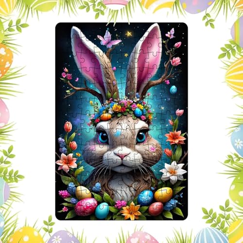 Ostern Hasen Ei Puzzle 130 Teiles Dekoratives Osterhasen Ei Kunst Puzzle Buntes Ostern Bastel Puzzle Für Familien-Puzzlespielabend 30 X 21 cm von Gwtdtoad