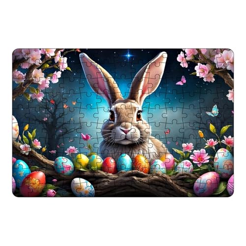 Ostern Hasen Ei Puzzle 130 Teiles Dekoratives Osterhasen Ei Kunst Puzzle Buntes Ostern Bastel Puzzle Für Familien-Puzzlespielabend 30 X 21 cm von Gwtdtoad