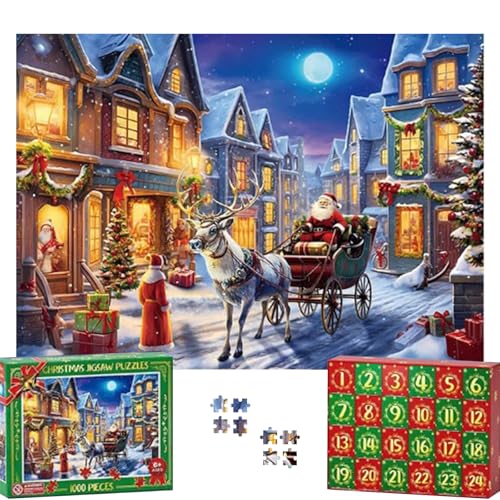 2024 Adventskalender Puzzle,24 Boxen Weihnachtspuzzle,24 Tage Weihnachtspuzzle Countdown Bis Weihnachten,1008 Teile Weihnachts Jigsaw Puzzle,Weihnachtsmann Puzzle,für Jugendliche Erwachsene (M) von GxDxmBd