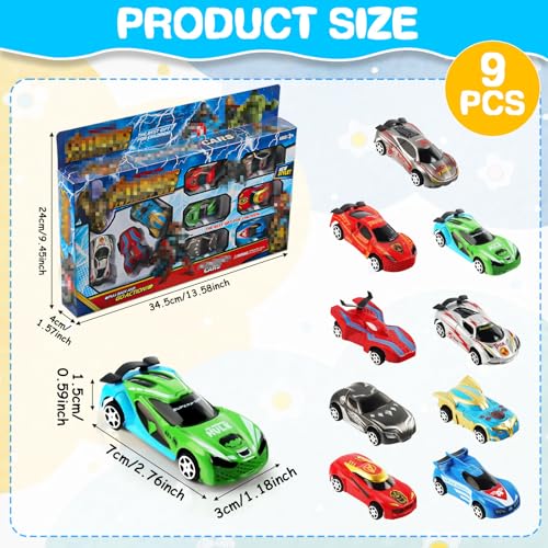 Gxhong Cartoon-Themed Helden Cars Auto Spielzeug Set, 9 Stück Rennauto Mini Autos, Zurückziehmechanismus, Robustes Material, Für Kinder ab 3 Jahren von Gxhong