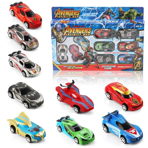 Auto Spielzeug Set, 9 Stück Held Cars Autos Spielzeug, Rennauto Mini Auto Spielzeug, Cartoon Themed Spielzeugauto, Auto Zurückziehen für Kinder, Rennspiele, Geeignet für Kinder ab 3 Jahren von Gxhong