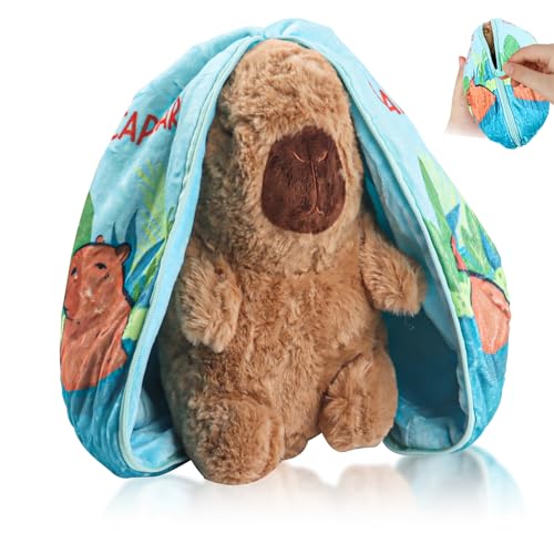 Capybara Plüschtier, 25cm Capybara Verstecken Kuscheltier, Kawaii Stofftier - Wendbar, Plüschfigur Capybara, Geschenke für Babys Jungen Mädchen Kinder Geburtstag Weihnachten von Gxhong