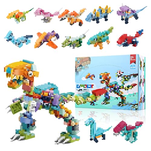 Dino Jurassic World Bausteine Kinder Spielzeug, Dino Bausteine Spielzeug 12 IN 1 Block Spielzeug Set, Bausteine Konstruktionsspielzeug Kinder Geschenke, für Jungen Mädchen Ostereier Gastgeschenke von Gxhong