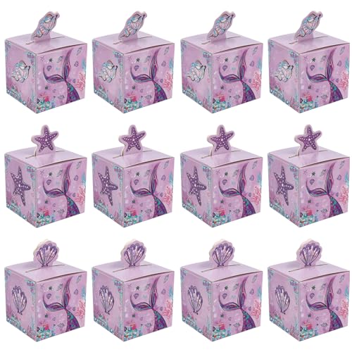 Gxhong 24Pcs Meerjungfrau Party Boxen, Meerjungfrau Geschenkbox, Mini Süßigkeiten Box Meerjungfrau Thema Geschenkbox, für Jungen Mädchen Meerjungfrau Kinder Geburtstag Partyzubehör von Gxhong