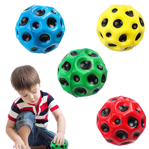 Gxhong 4 Stück Kinderspielzeug Bounce Ball, Moon Balls, High Bounce Hole Ball, Mini Bouncing Ball, Moon Ball Lava Sprünge Gummiball Gummiball, Space Jump Ball, für Jungen Mädchen Party Geschenke (A) von Gxhong