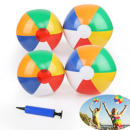 Gxhong Aufblasbare Wasserbälle, 4 Stück Strandball für Schwimmbad Party, Badespielzeug Beach Balls Kinder Bälle Spielzeug für die Summer Beach Pool Party von Gxhong