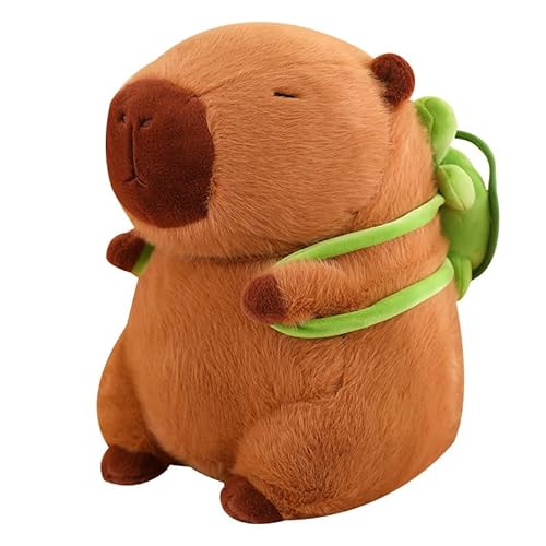 Gxhong Capybara Plush Toy, Simulation Capybara Plüschtier, 35CM Capybara Tragende Schildkröte, Niedliche Capybara Kuscheltier für Kinder Geburtstagsgeschenk von Gxhong