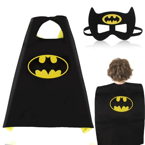 Superhelden Kinder Kostüme, Superhelden Umhang Maske Set, Bat-man Kostüm Cosplay Capes und Masken, Cosplay Kostüm Kinder, für Kindergeburtstag, Thema Party Weihnachten oder Karneval Geschenk von Gxhong