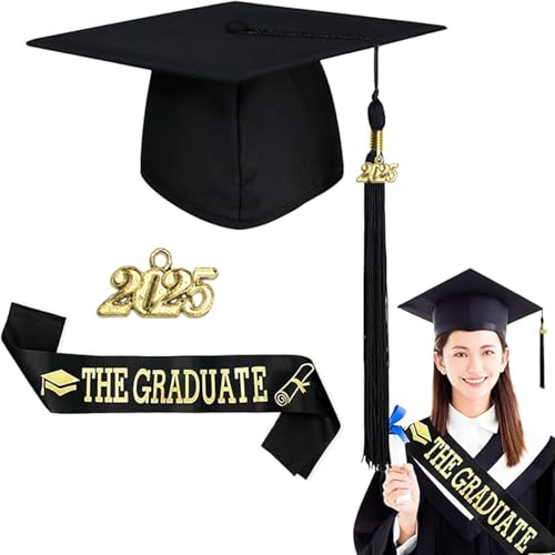 Gxlaihly Doktorhut Set,Abschluss Hut,2025 Abschluss Hut Bachelor Master,Bachelor Hut Unisex Doktorhut Graduation Cap Verstellbar, Studentenhut und Schärpe,Absolventenhut für Abschluss Party (B) von Gxlaihly