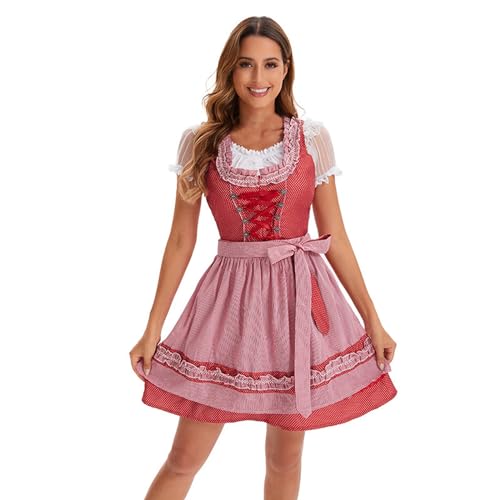 Gyaimxfu Oktoberfest Kostüm Für Damen Lässiges Kostüm Halloween Angesetzter Schürze Bier Festival Wench Kostüm Dienstmädchen Uniform Anzug Kleid Festkleid Copsplay Kostüm von Gyaimxfu