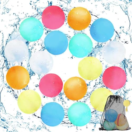 18 Stück Wiederverwendbare Silikon-Wasserballons Selbstdichtende, Wasserbomben Schnell Befüllbar Wasserballons Splash Bälle für Kinder Erwachsene Outdoor-Aktivitäten Wasserspiele Sommer Spaß Aktivität von Gytera