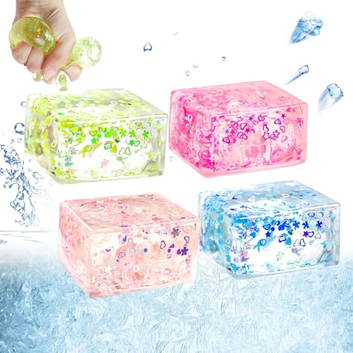 2 Stück Stressballs für Kinder und Erwachsene Fidget Spielzeug, Eiswürfel-Fidget Toys, Squeeze Cube Stressbälle Kinder Spielzeug, Cube Anti Stress Spielzeug für Jungen-Mädchen(Color Random) von Gytera