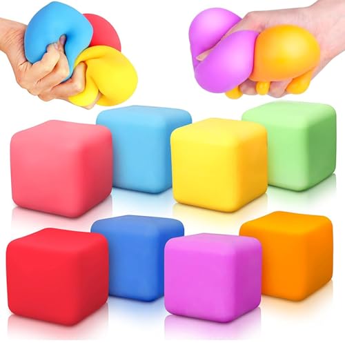 4 Stück Quetschwürfel Stressballs für Kinder und Erwachsene, Fidget Toys for Anxiety Relief Sensory Toys for Kids with Autism, ADHD - Fidgets for Classroom Prize and Christmas von Gytera