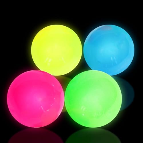 Gytera 4 Stück Nachtlicht Stressball Kinder klebriger Zielball, Anti Stress Ball Für Kinder Knautschball Quetschball Sticky Balls Stressball Squishy FüR Erwachsene,Angst Abbauen von Gytera