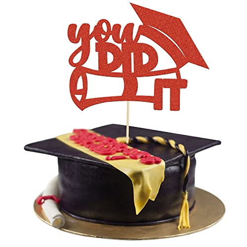 Gyufise 1 Packung You Did It Kuchendekorationen 2022 Congrats Grad Kuchenaufsatz rot Abschluss Cupcake Topper Picks 2022 für Senior High School University College Abschlussfeier Party Supplies von Gyufise