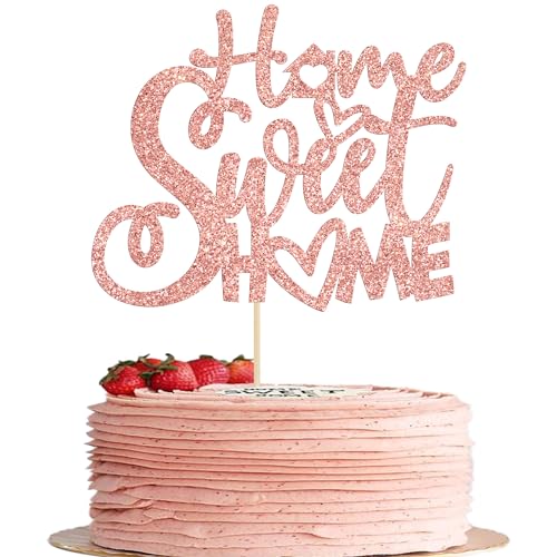 Gyufise 1 x Sweet Home Kuchendekoration Roségold Blau Glitzer Schlüssel Einweihungsfeier Kuchen Dekorationen für neues Zuhause Thema Party Kuchen Dekorationen Zubehör von Gyufise