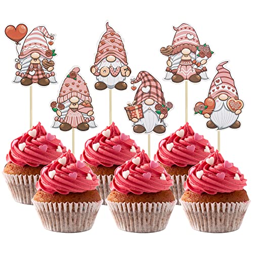 Gyufise 36 Stück Valentinstag Cupcake Topper Rot Zwerg Elf Valentinstag Cupcake Topper Valentinstag Thema Babyparty Kinder Geburtstag Party Kuchen Dekorationen Zubehör von Gyufise