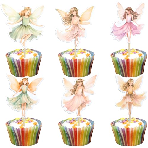 Gyufise 36Pcs Fee Cupcake Toppers Flügel Engel Fee Kuchen Toppers Ballett Tänzer Kuchen Dekorationen für Fee Thema Baby Dusche Kinder Geburtstag Hochzeit Party Dekoration Zubehör Multi 1 von Gyufise