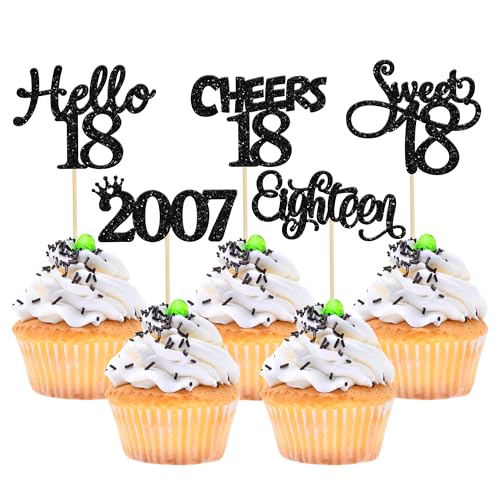 Gyufise Cupcake-Aufsätze zum 18. Geburtstag, Motiv: Hello Sweet 18 Sixteen Since 2006, für Cheers bis 18. Geburtstag, Party-Kuchendekorationen, 30 Stück von Gyufise