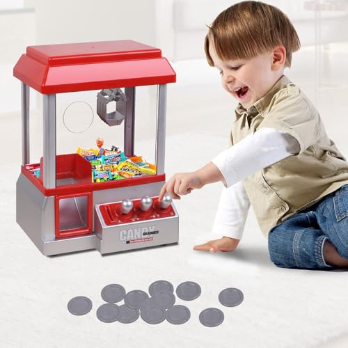 Candy Grabber Süßigkeiten Automat, Süßigkeiten Greifautomat Greifer Spielautomat mit Soundeffekten und Joysticks, rot, Kind von Gziztx