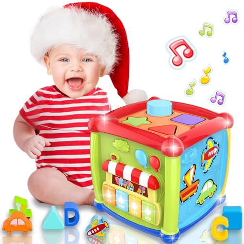 Gzolxkwin Baby Spielzeug 1 Jahr 6-in-1 Lernspielzeug Aktivitätswürfel Motorikwürfel Kinder Spielzeug 1 Jahr 12 18+ Monate Form Sortier Klavier Musik Spielzeug Geschenk für 1 2 Jahre Jungen Mädchen von Gzolxkwin