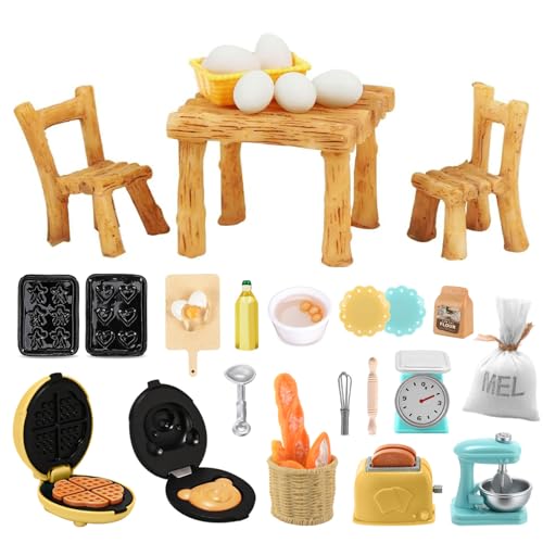 2 Stücke Puppenhaus Zubehör, Miniatur Wichtel Zubehör, Wichtel Zubehör Backen, 1/12 Miniatur Lebensmittel, Eier, Backset, Teetassen-Set, Milch, für Wichteltür Weihnachten Deko Puppenhaus von HAASIKI