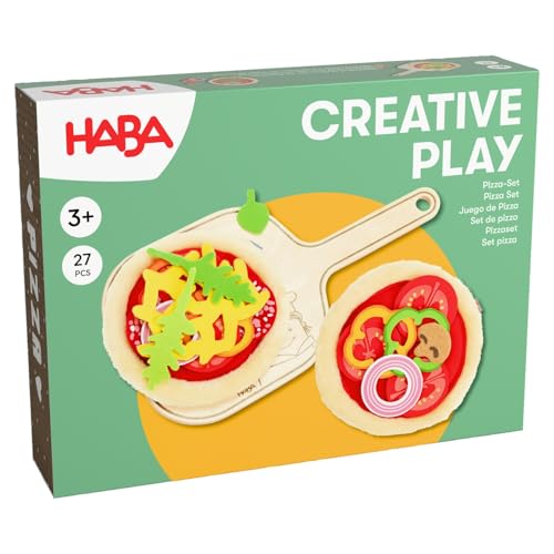 HABA Creative Play Pizza-Spielset – Pizzaboden, Salamischeiben & Pizzaschieber für Kinder ab 3 Jahren – Kreatives Rollenspiel und Kaufladen-Zubehör für die Kinderküche – 2012081001 von HABA Sales GmbH & Co. KG