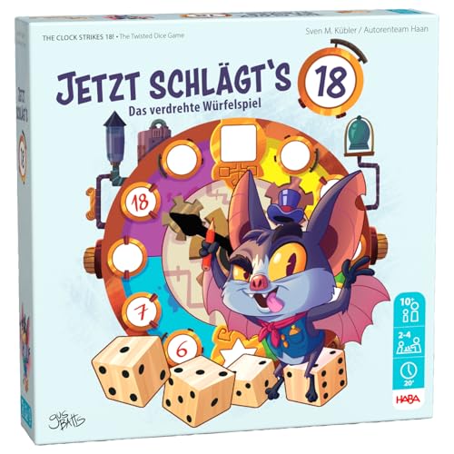 HABA Jetzt schlägt’s 18! – Verrücktes Würfelspiel mit viel Interaktion, jedes Spiel Anders Dank variierender Spielblätter, Familienspiel ab 10 Jahren, Spielfans - 2011826001 von HABA Sales GmbH & Co. KG