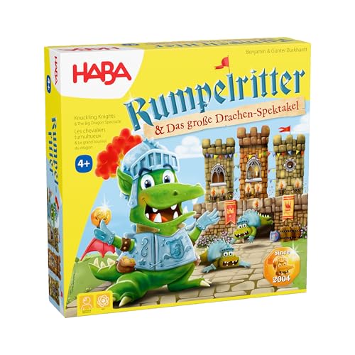 HABA Rumpelritter & Das große Drachen-Spektakel – Neu aufgelegter Spielklassiker mit beeindruckendem 3D-Turmaufbau – Für Kinder ab 4 Jahren – 2011721001 von Guoml