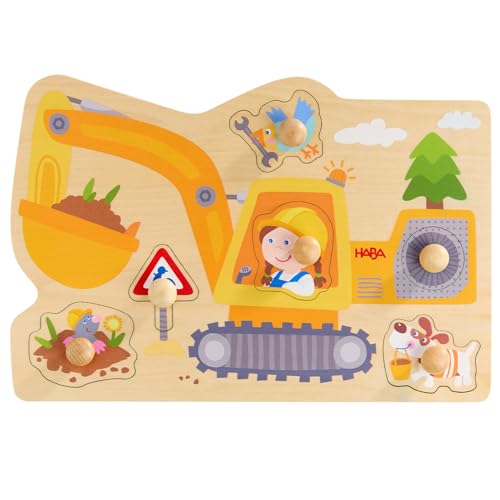 HABA Greifpuzzle Baustelle – Erstes Holzpuzzle mit großen Knöpfen – Bagger & Schaufel erkennen – Für Kinder ab 12 Monaten – 2012171001 HABA Greifpuzzle Baustelle – Erstes Holzpuzzle mit großen Knöpfen – Bagger & Schaufel erkennen – Für Kinder ab 12 Monaten – 2012171001 von HABA