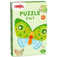 HABA 2010075001 - Puzzle 2in1, Schmetterling, 2-seitiges Holzpuzzle, 20 Teile von HABA