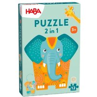 HABA 2011068001 - Puzzle 2in1, Elefant, 2-seitiges Holzpuzzle, 12 Teile von HABA