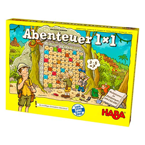 HABA 303717 - Abenteuer 1x1 | Rechen- Und Lernspiel zum Spielerischen Trainieren des Einmaleins | Multiplizieren im Zahlenraum 1-100 | Cleveres Spielprinzip Mit Selbstkontrolle | Spiel AB 7 Jahren von HABA