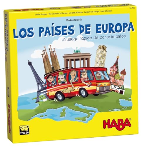 HABA 304532 - Länder Europas, spannende Europareise für die ganze Familie, Wissensspiel für 2-4 Spieler von 8-99 Jahren von HABA