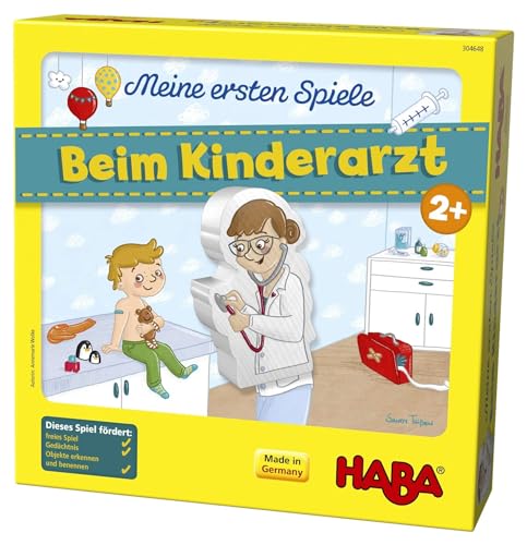 HABA 304648 - Meine ersten Spiele – Beim Kinderarzt, Lern- und Memospiel für 1-4 Spieler ab 2 Jahren, bereitet spielerisch auf den Artzbesuch vor von HABA