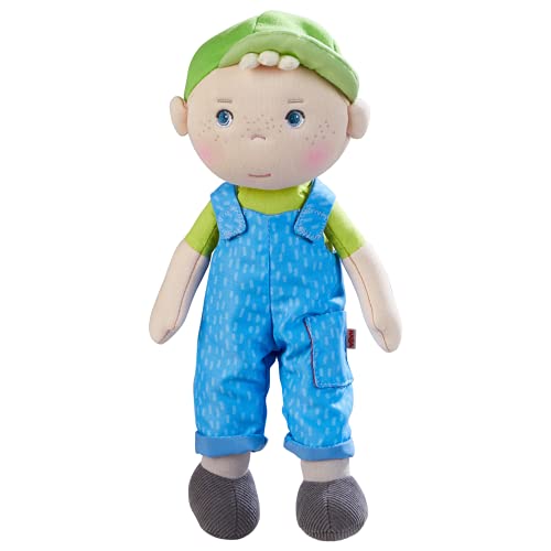 HABA 305042 - Kuschelpuppe Till, weiche Stoffpuppe zum Spielen und Kuscheln, erste Puppe aus weichen, waschbaren Materialien, Geschenk zur Geburt oder Taufe, Größe: 25 cm von HABA