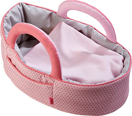 HABA 305072 - Puppentragetasche Rosarot, Puppenzubehör für Babypuppen und HABA-Stoffpuppen, Tragetasche und Decke, Spielzeug ab 18 Monaten, Rosa von HABA